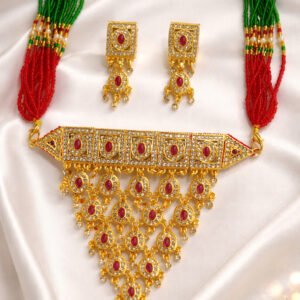Designer Ethnic Gold Finish Choker Necklace Set for Women & Girls