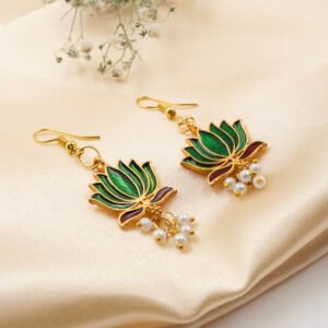 Lotus Traditional Earings With Pearl For Women & Girls