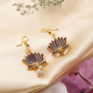 Lotus Traditional Earings With Pearl For Women & Girls