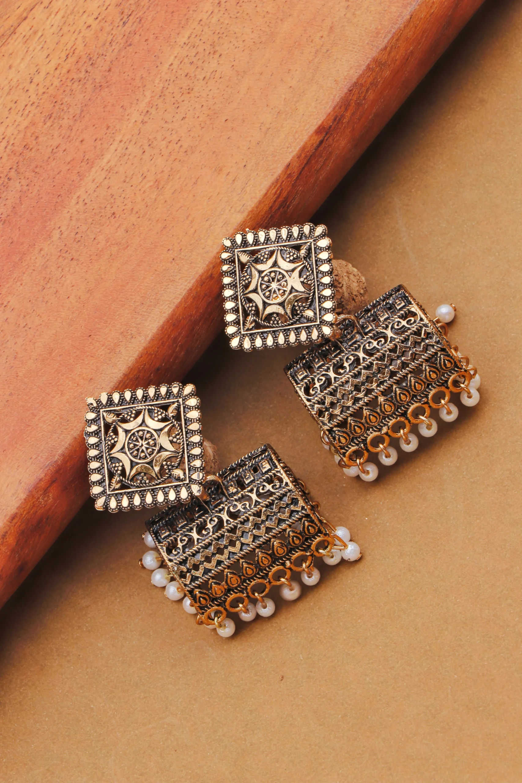 Antique Pearl Barrel Jhumka for Women - Image 3
