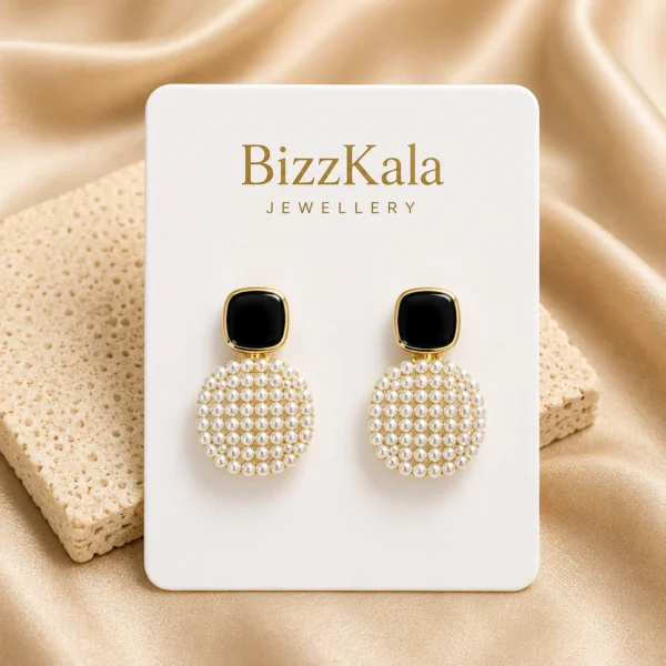Black Pearl Disc Earrings for Women