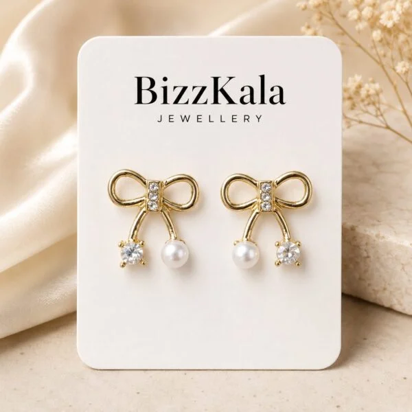 Bow Pearl Crystal Earrings for Women