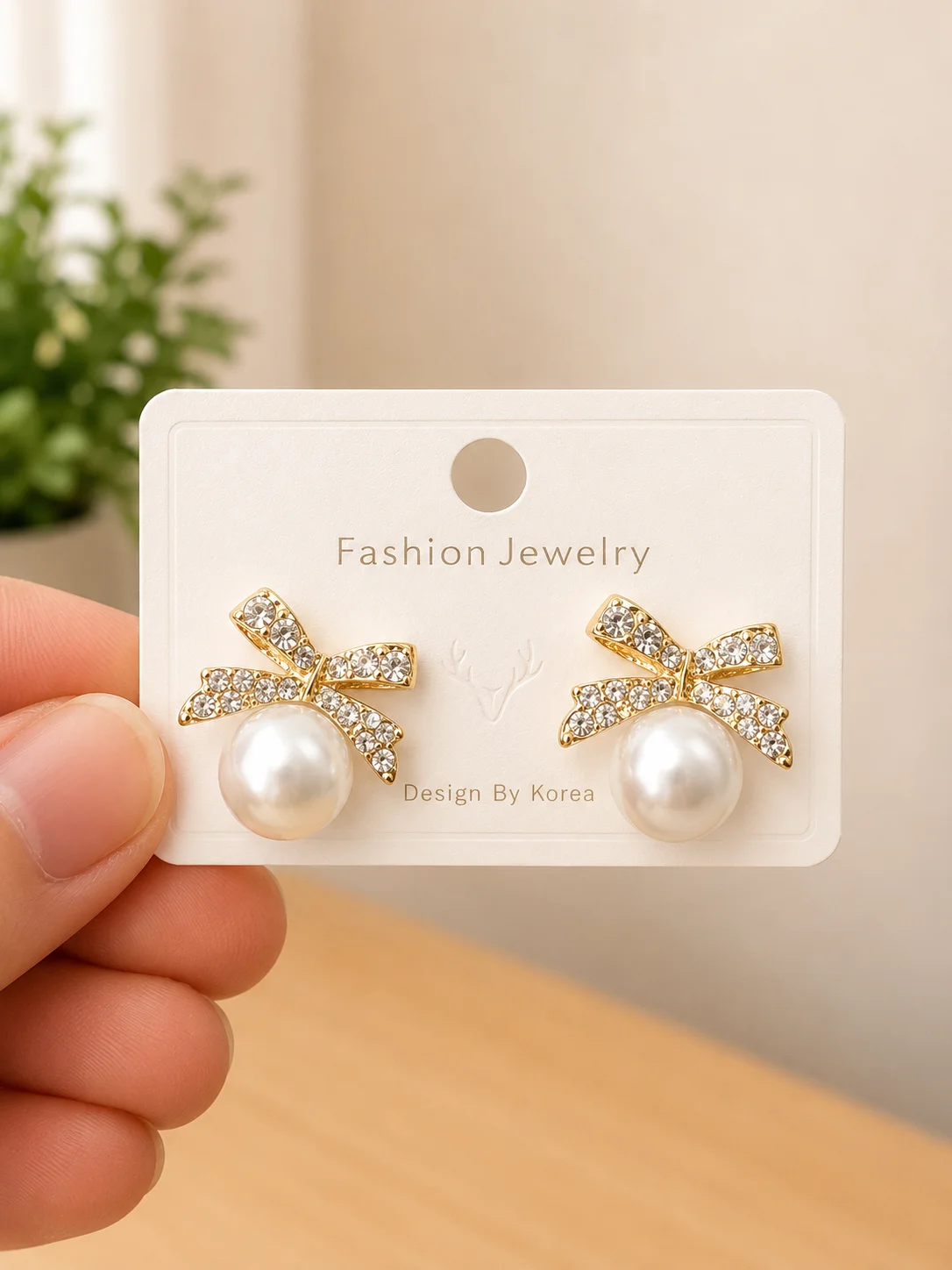 Crystal Bow Pearl Dangle Earrings for Women - Image 4
