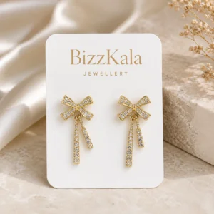 Crystal Bow Tassel Drop Earrings for Women