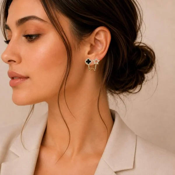 Crystal Clover Star Ear Cuff Earrings for Women