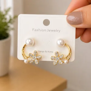 Crystal Flower Pearl Vine Earrings for Women - Image 4
