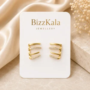 Crystal Four Band Stud Earrings for Women