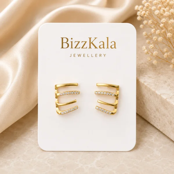 Crystal Four Band Stud Earrings for Women
