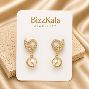 Crystal Leaf Pearl Drop Earrings for Women
