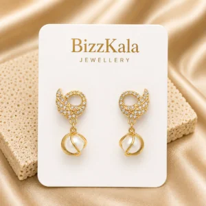 Crystal Leaf Pearl Drop Earrings for Women