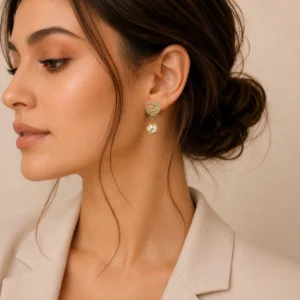Crystal Leaf Pearl Drop Earrings for Women - Image 2