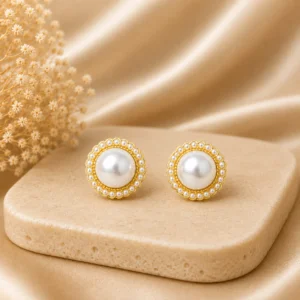 Pearl Halo Stud Earrings for Women - Image 3