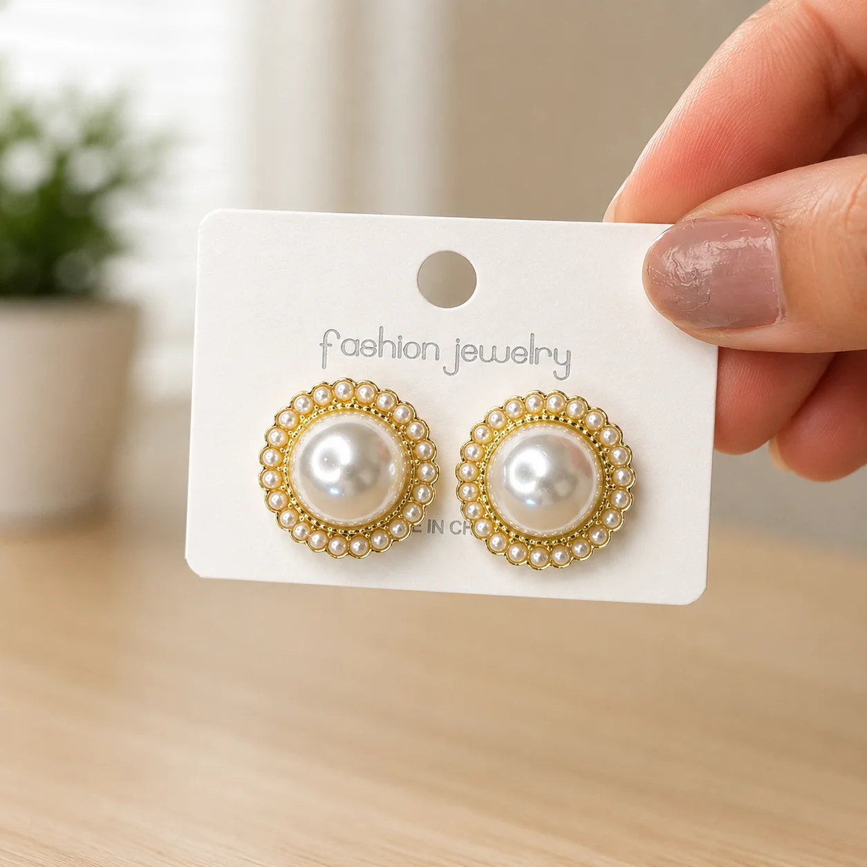 Pearl Halo Stud Earrings for Women - Image 4