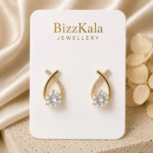 Crystal Ribbon Solitaire Earrings for Women