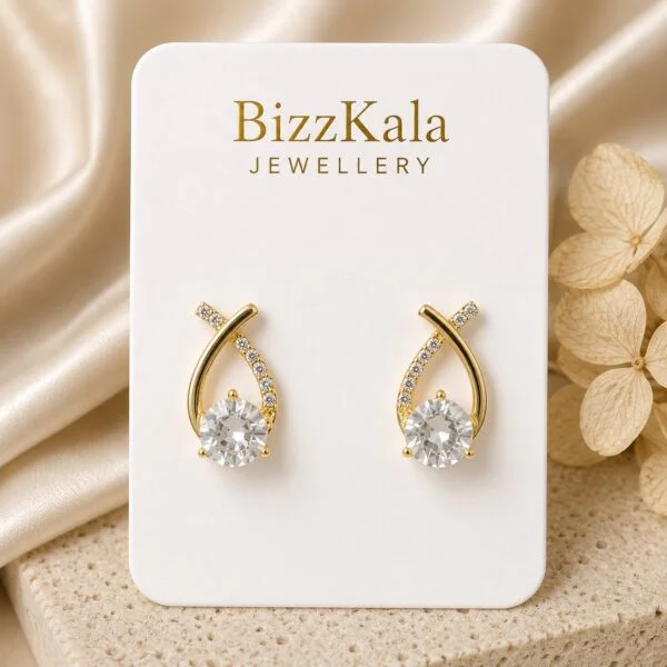 Crystal Ribbon Solitaire Earrings for Women