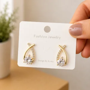 Crystal Ribbon Solitaire Earrings for Women - Image 4