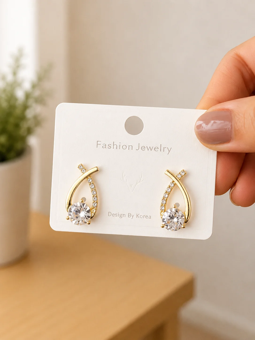 Crystal Ribbon Solitaire Earrings for Women - Image 4