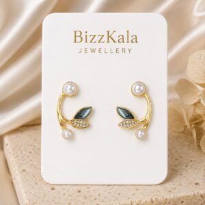 Enamel Leaf Pearl Vine Earrings for Women