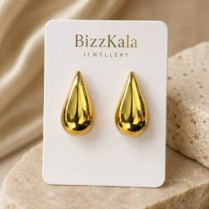 Gold Teardrop Stud Earrings for Women