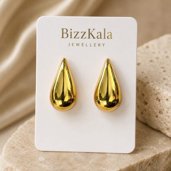 Gold Teardrop Stud Earrings for Women
