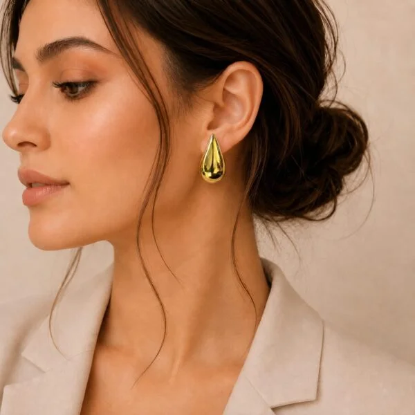 Gold Teardrop Stud Earrings for Women