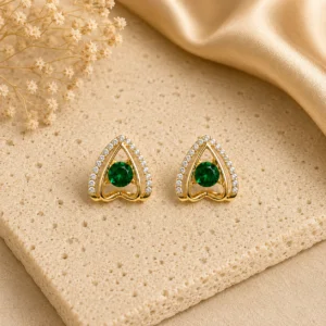 Green Crystal Triangle Stud Earrings for Women - Image 3
