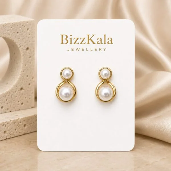 Infinity Pearl Stud Earrings for Women