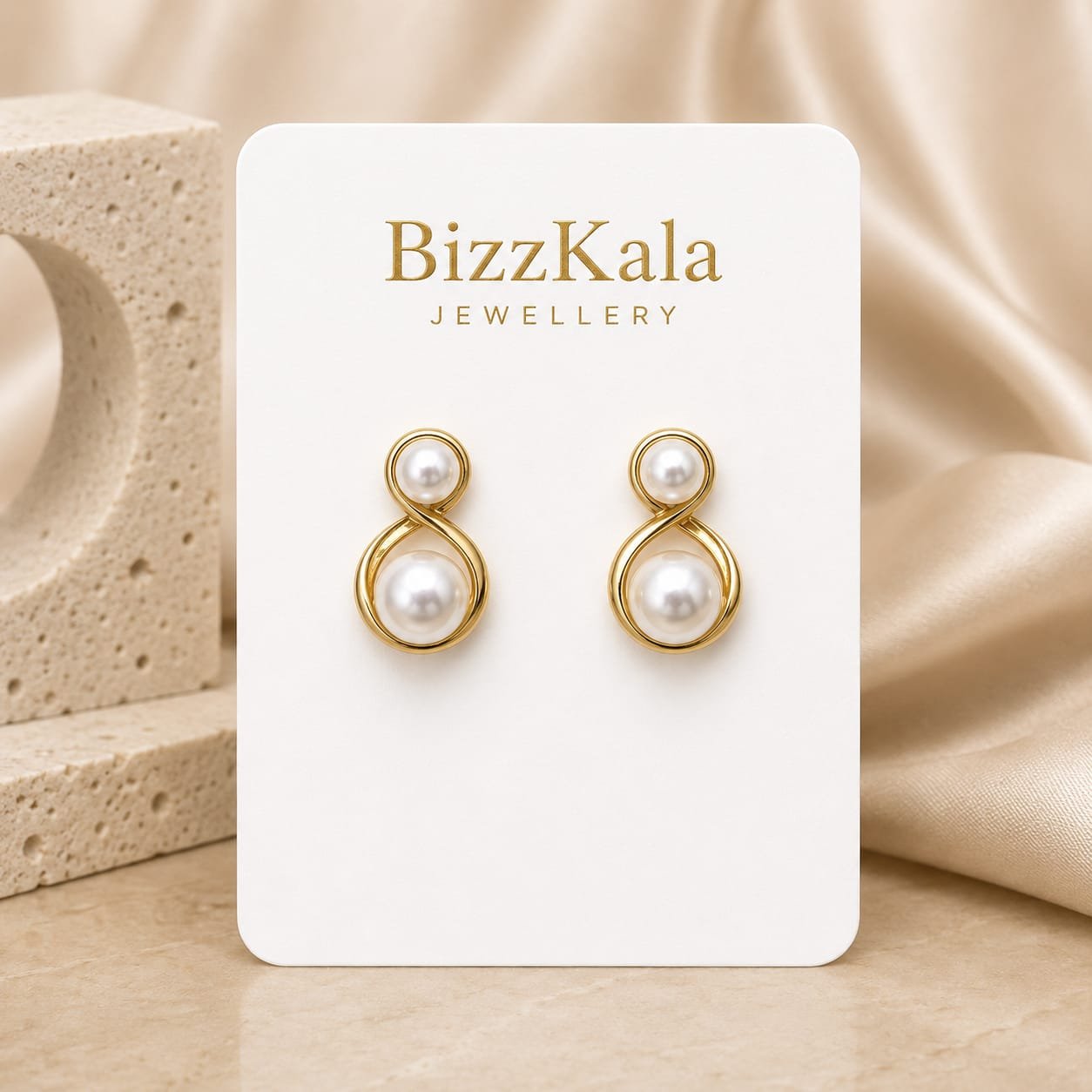 Infinity Pearl Stud Earrings for Women - Image 1