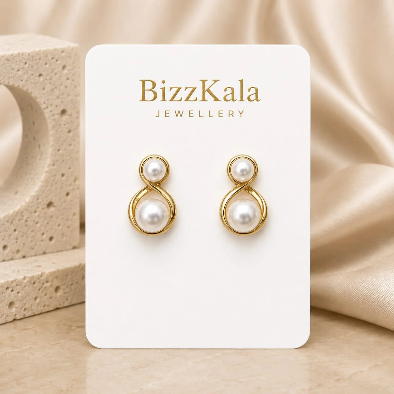 Infinity Pearl Stud Earrings for Women - Image 1