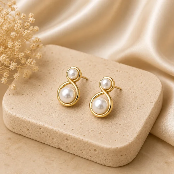 Infinity Pearl Stud Earrings for Women