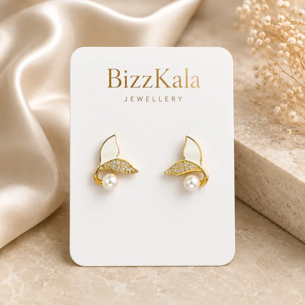 Mermaid Tail Pearl Stud Earrings for Women