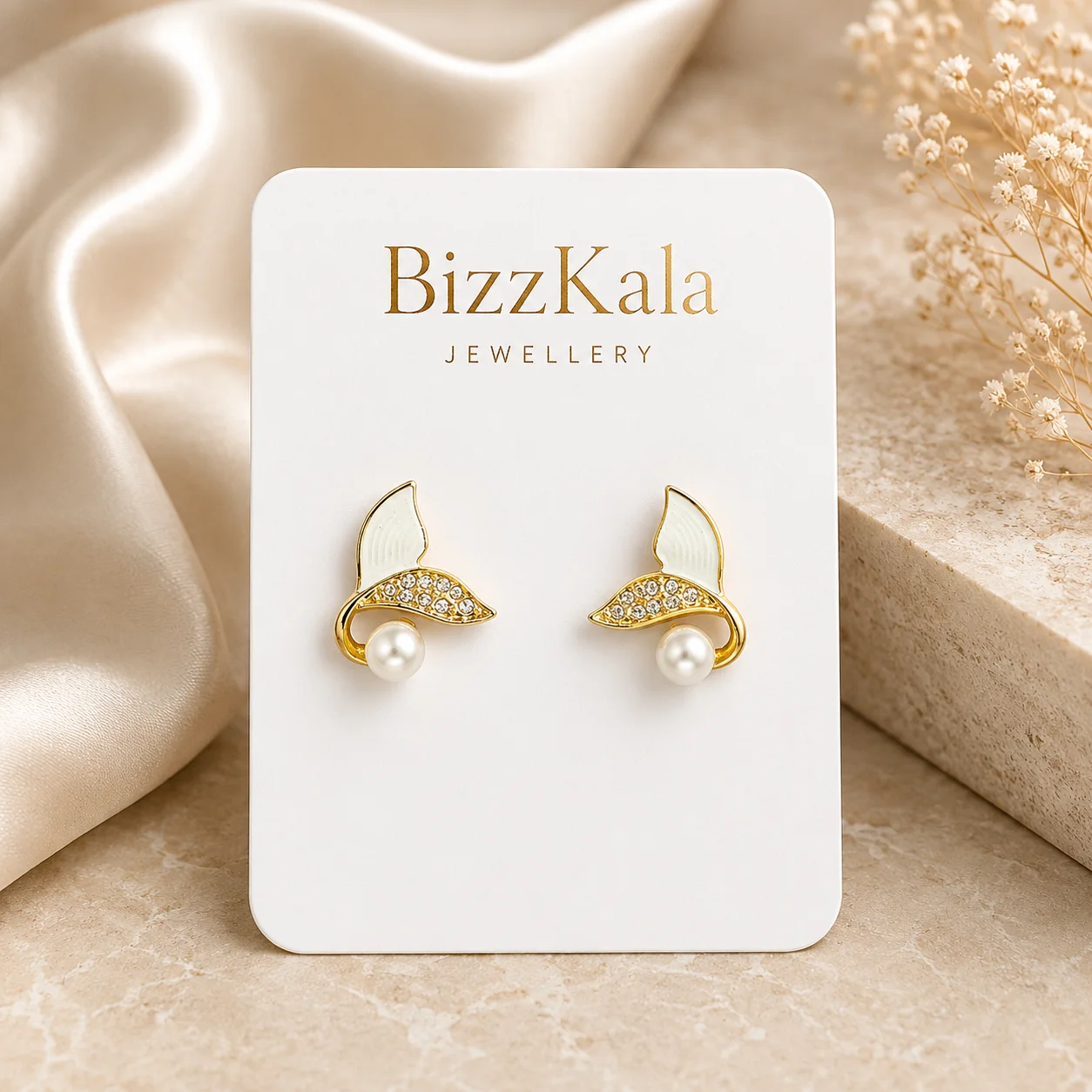 Mermaid Tail Pearl Stud Earrings for Women - Image 1