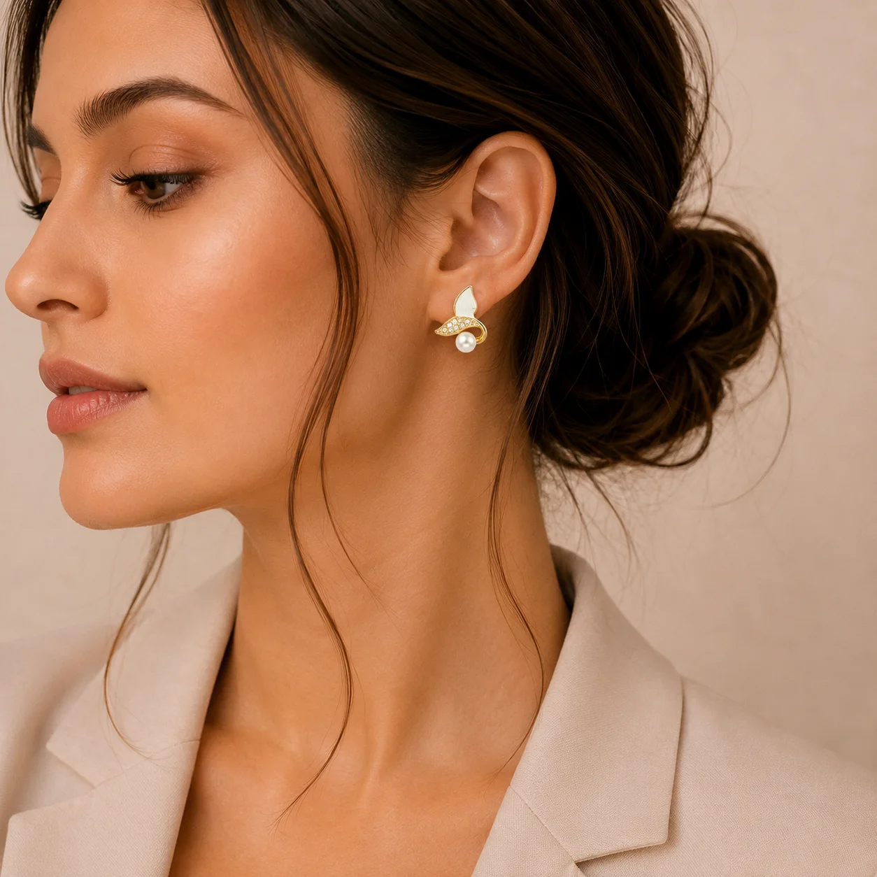 Mermaid Tail Pearl Stud Earrings for Women - Image 2