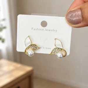 Mermaid Tail Pearl Stud Earrings for Women - Image 4