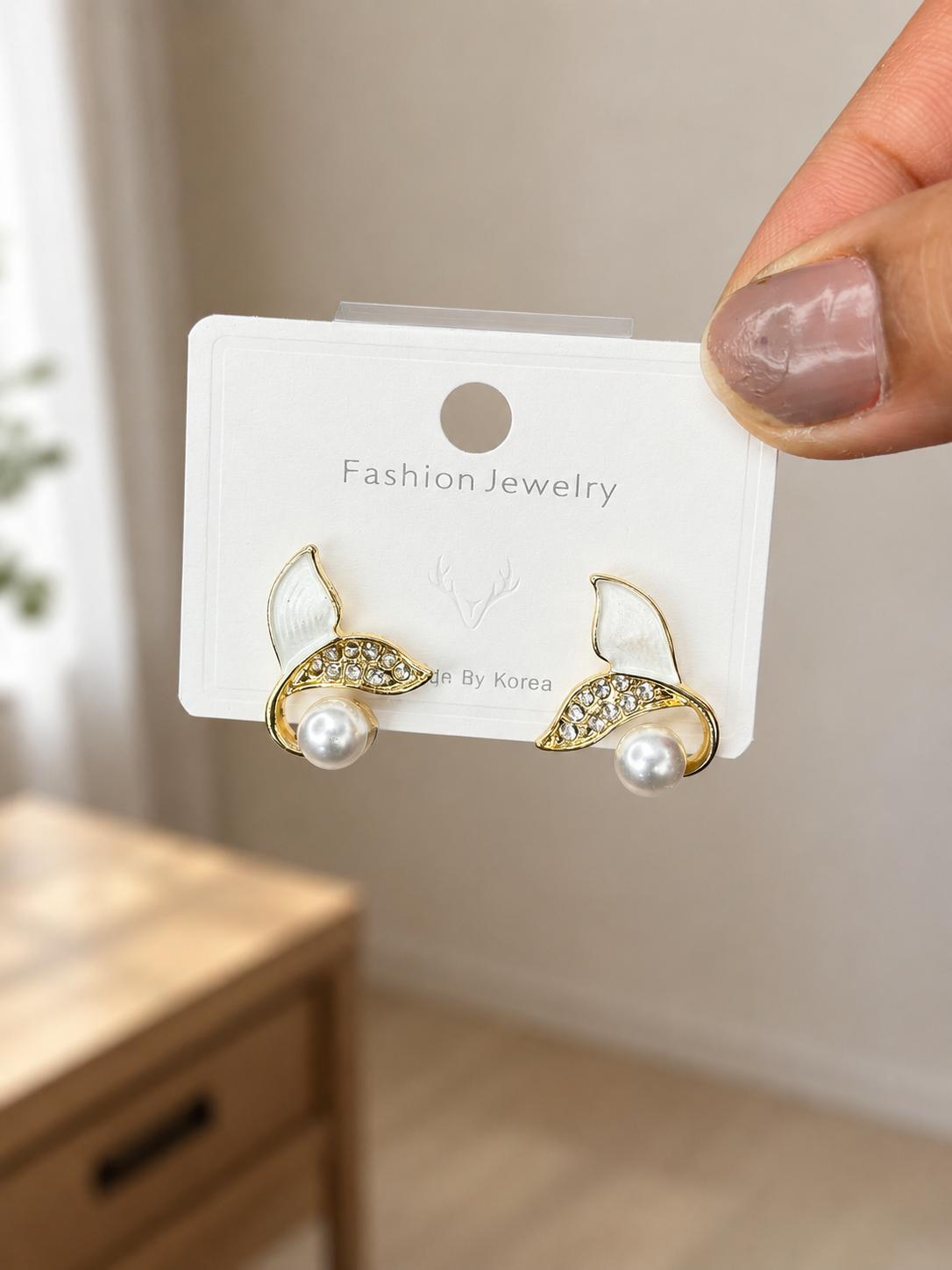 Mermaid Tail Pearl Stud Earrings for Women - Image 4