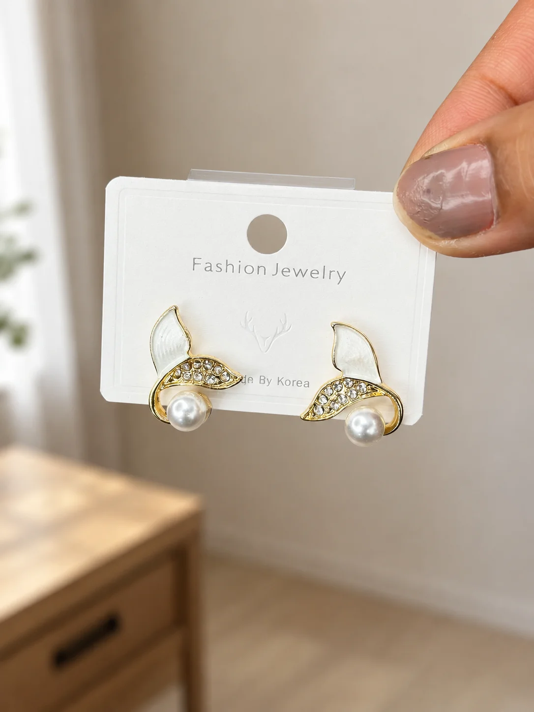 Mermaid Tail Pearl Stud Earrings for Women - Image 4