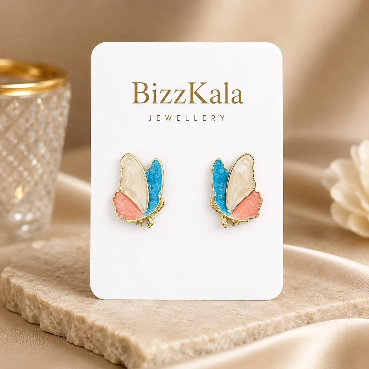 Multicolor Butterfly Stud Earrings for Women - Image 1