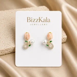 Peach Tulip Pearl Earrings for Women