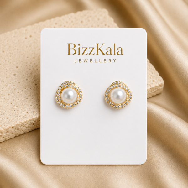 Pearl Crystal Halo Stud Earrings for Women