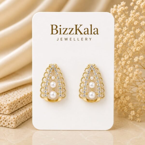 Pearl Crystal Teardrop Stud Earrings for Women