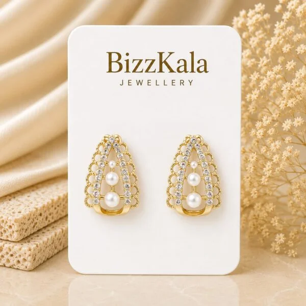 Pearl Crystal Teardrop Stud Earrings for Women