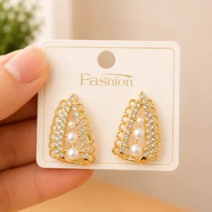 Pearl Crystal Teardrop Stud Earrings for Women - Image 4