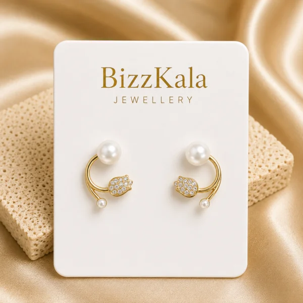 Pearl Crystal Tulip Earrings for Women