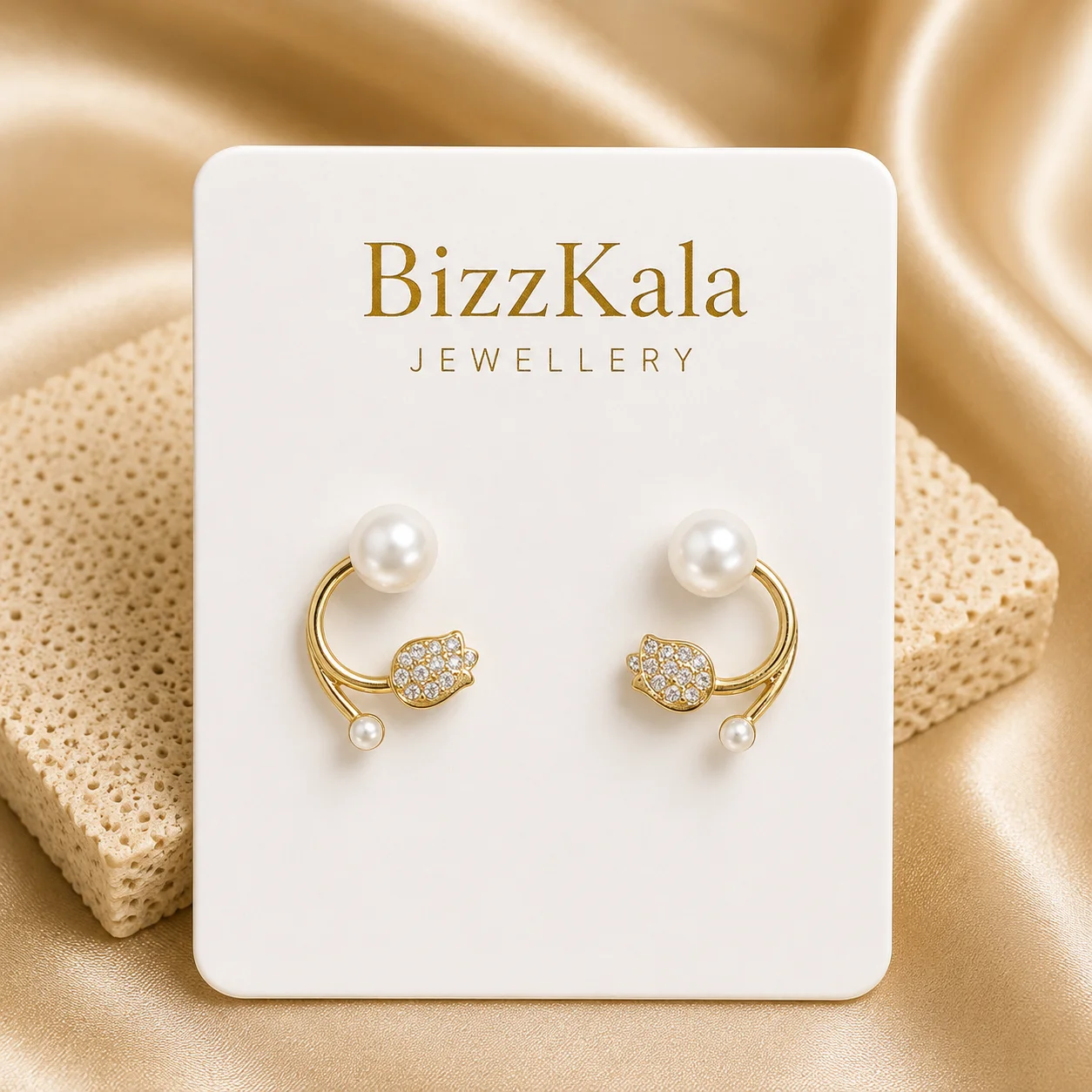 Pearl Crystal Tulip Earrings for Women - Image 1