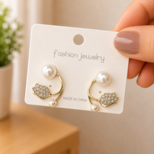 Pearl Crystal Tulip Earrings for Women - Image 4