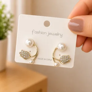 Pearl Crystal Tulip Earrings for Women - Image 4