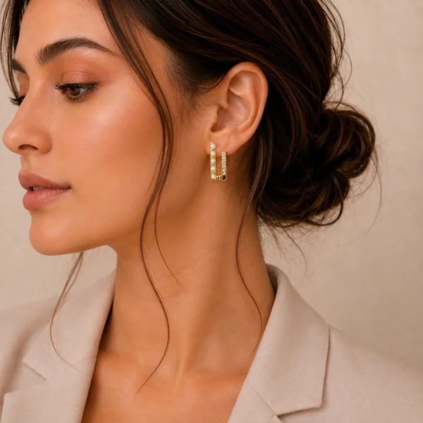Pearl Crystal U-Shape Earrings for Women