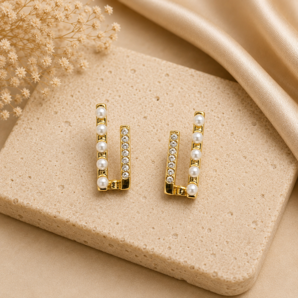 Pearl Crystal U-Shape Earrings for Women
