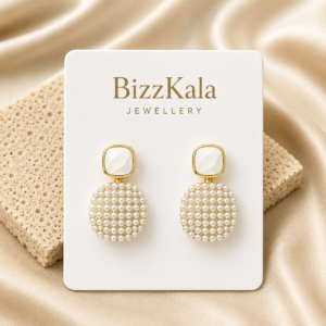 Pearl Disc Statement Earrings for Women