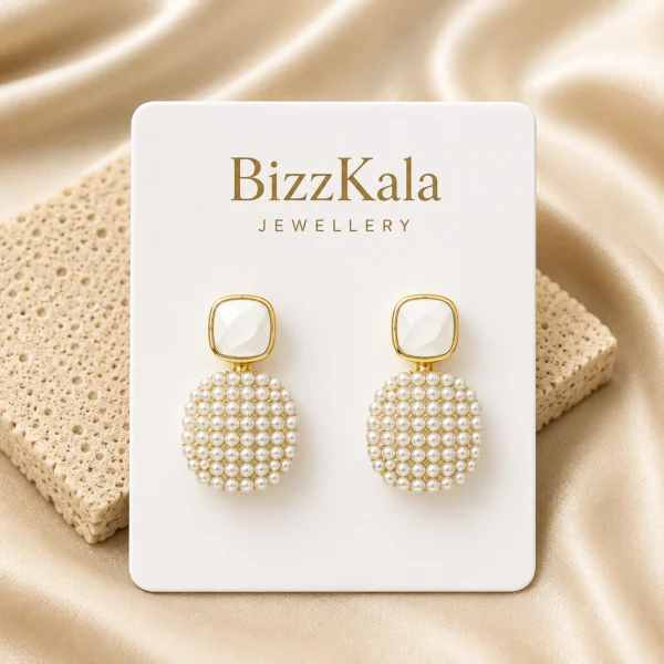 Pearl Disc Statement Earrings for Women